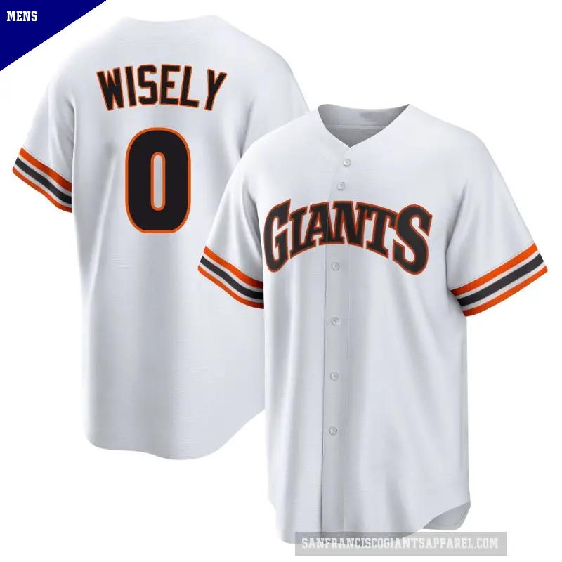 Men's No.0 Brett Wisely San Francisco Giants White Limited Throwback Cooperstown Collection Jersey