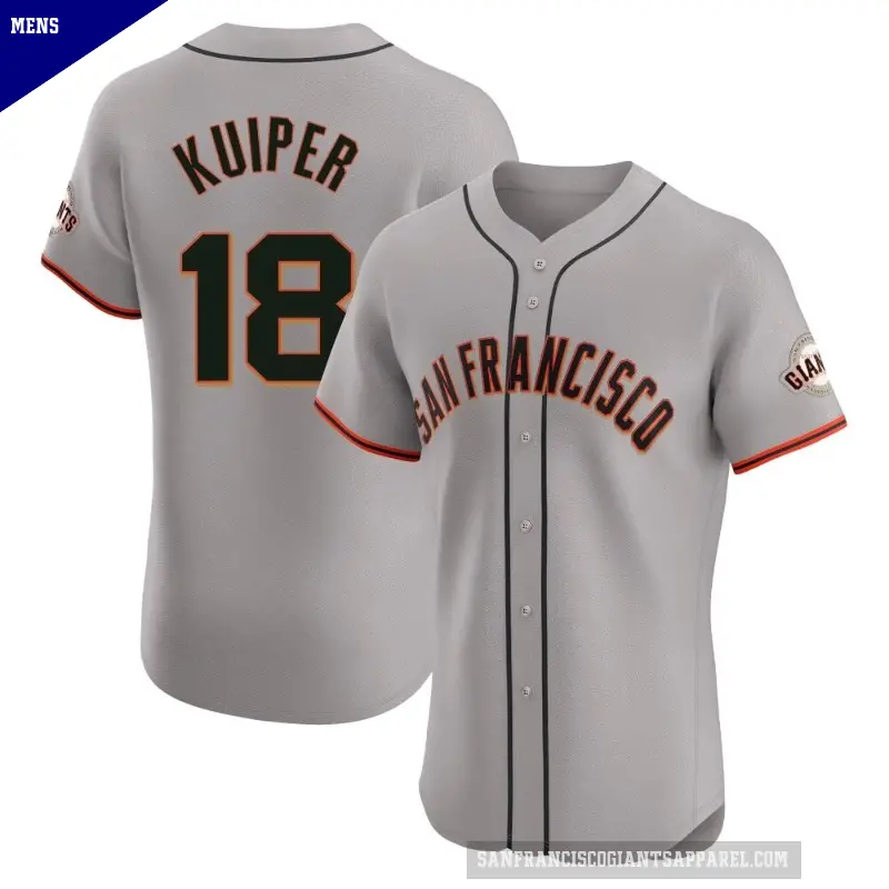 Men's No.18 Duane Kuiper San Francisco Giants Gray Elite Road Jersey