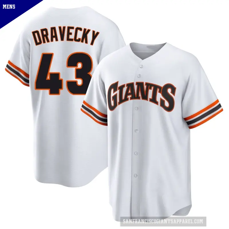Men's No.43 Dave Dravecky San Francisco Giants White Limited Throwback Cooperstown Collection Jersey