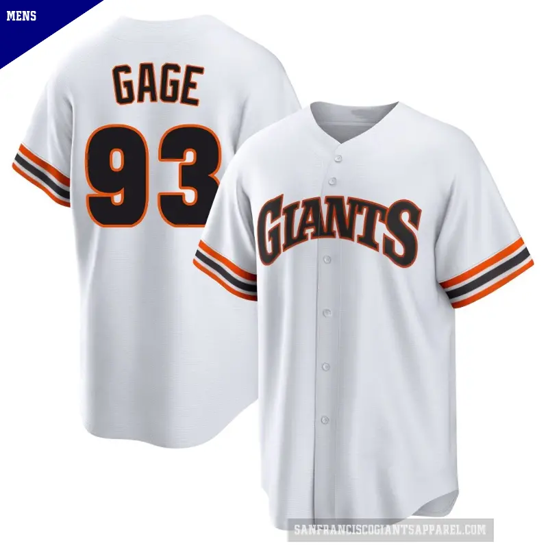 Men's No.93 Matt Gage San Francisco Giants White Limited Throwback Cooperstown Collection Jersey