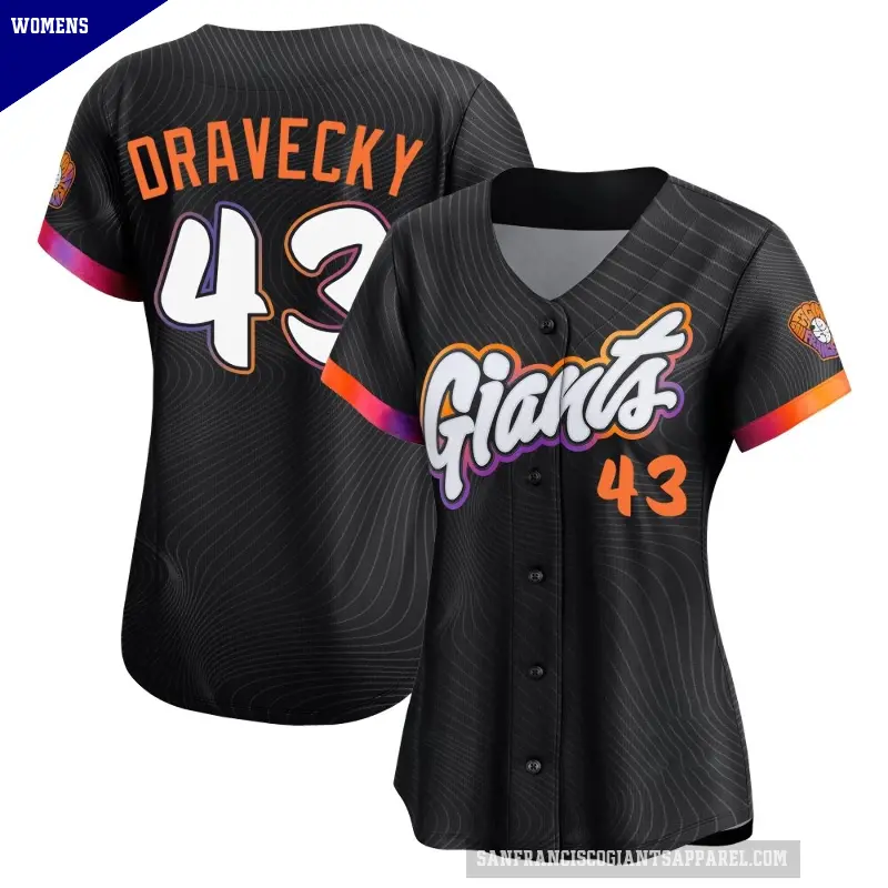 Women's No.43 Dave Dravecky San Francisco Giants Anthracite Limited 2025 City Connect Jersey
