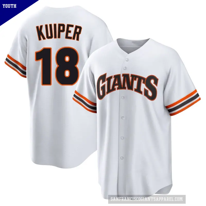 Youth No.18 Duane Kuiper San Francisco Giants White Limited Throwback Cooperstown Collection Jersey