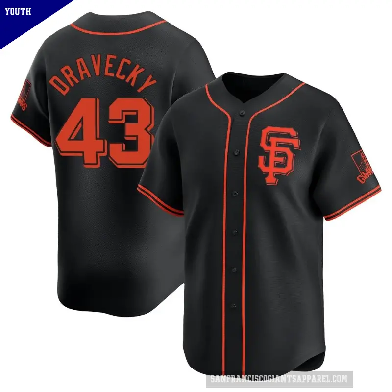 Youth No.43 Dave Dravecky San Francisco Giants Black Limited Alternate Jersey