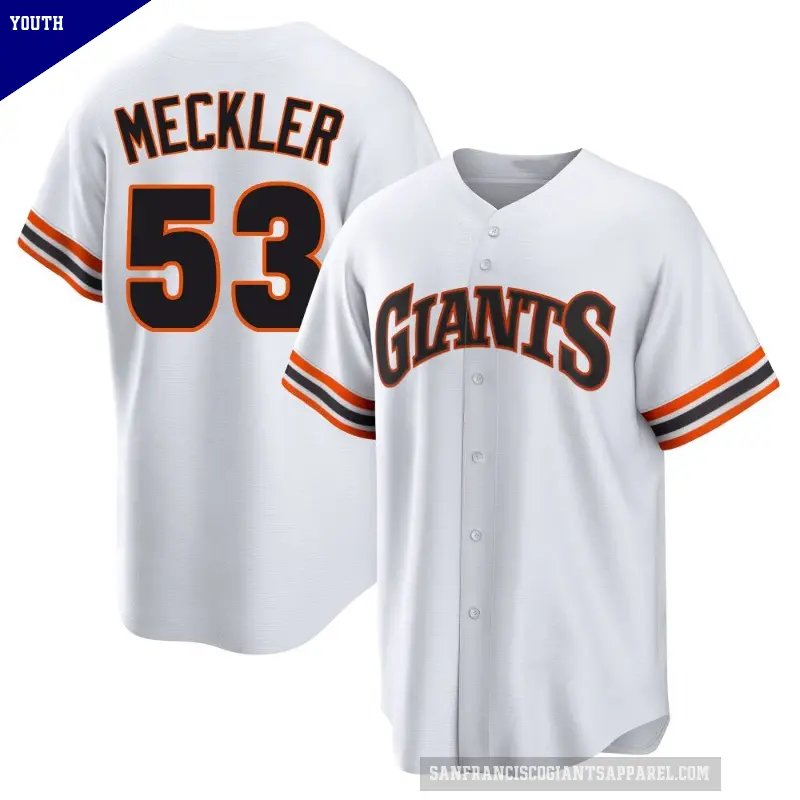 Youth No.53 Wade Meckler San Francisco Giants White Limited Throwback Cooperstown Collection Jersey