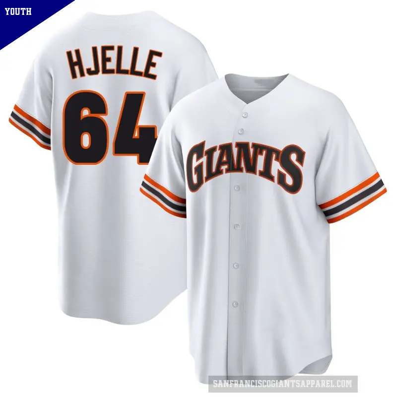 Youth No.64 Sean Hjelle San Francisco Giants White Limited Throwback Cooperstown Collection Jersey